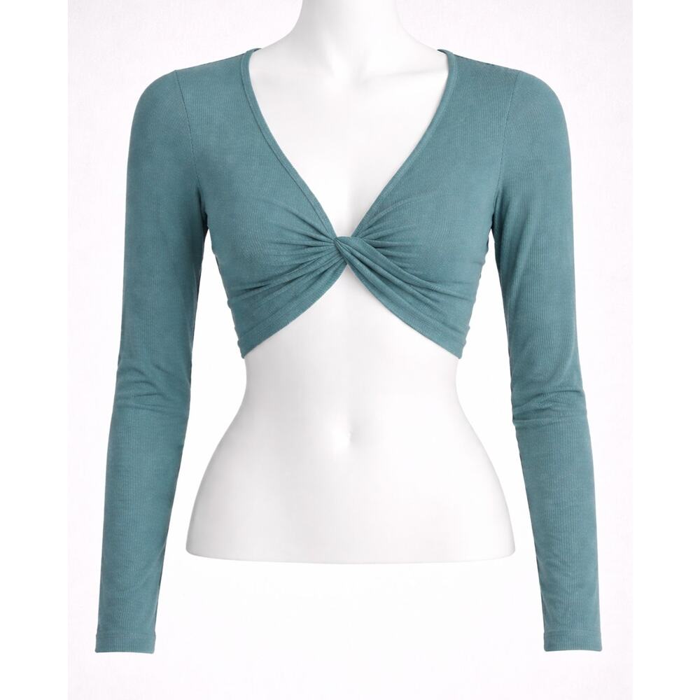 Aeropostale nylon spandex long sleeve crop twist top 9701 L